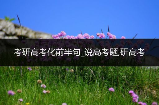 考研高考化前半句_说高考题,研高考
