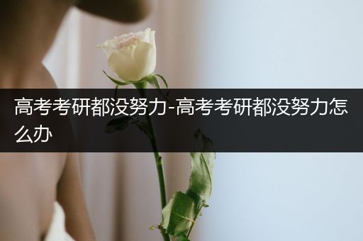 高考考研都没努力-高考考研都没努力怎么办